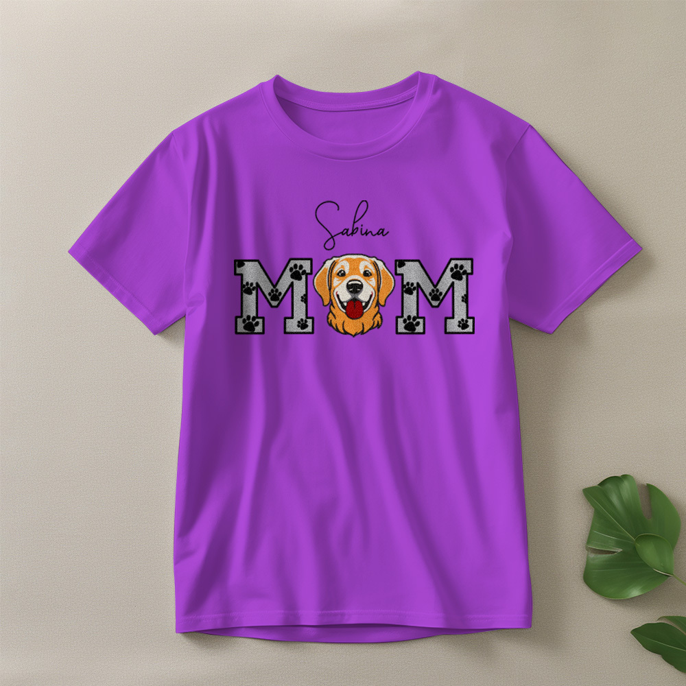 Personalized T-shirt Embroidered Pet Mom and Dad Custom Photo Design Attractive Gift for Pet Lovers