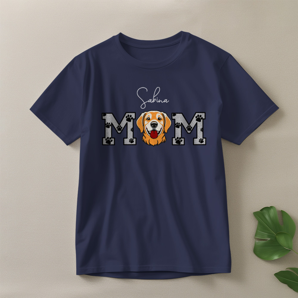 Personalized T-shirt Embroidered Pet Mom and Dad Custom Photo Design Attractive Gift for Pet Lovers