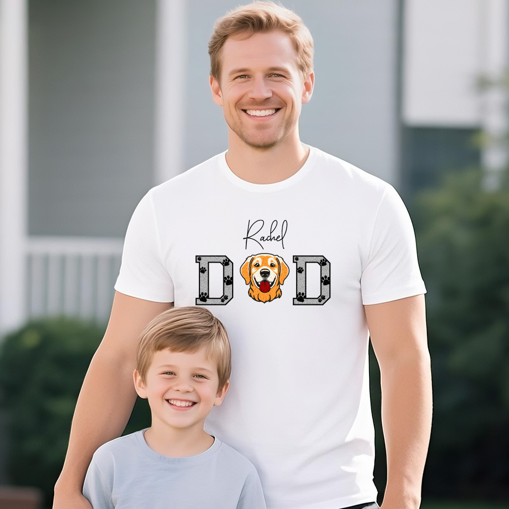 Personalized T-shirt Embroidered Pet Mom and Dad Custom Photo Design Attractive Gift for Pet Lovers