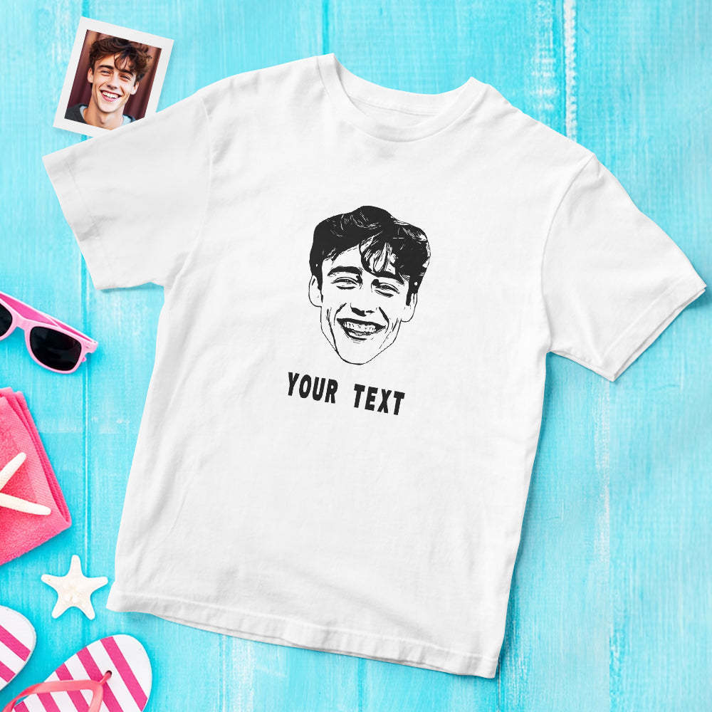 Custom Face Printed T-Shirt Personalized Text On Unisex Shirt Gifts