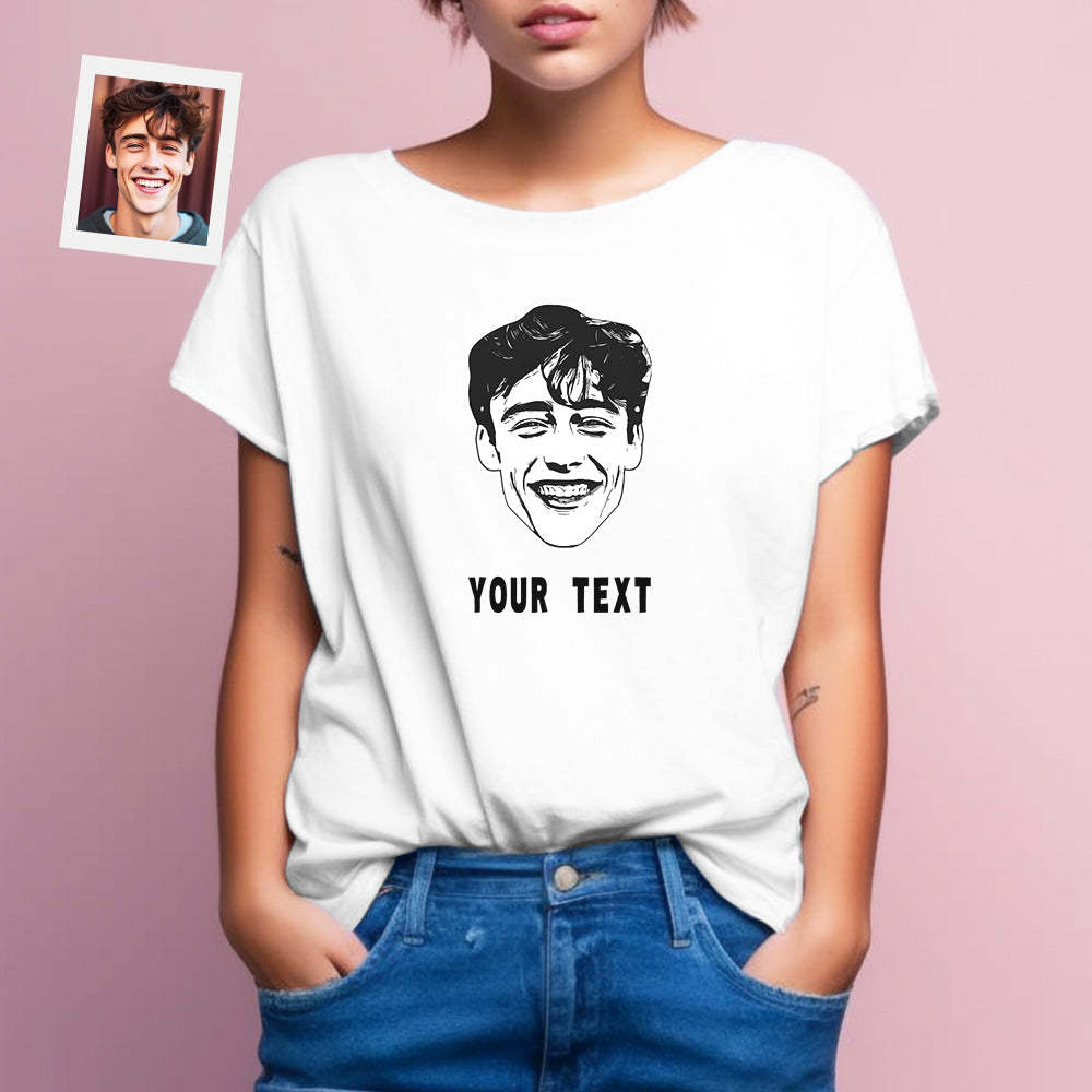 Custom Face Printed T-Shirt Personalized Text On Unisex Shirt Gifts