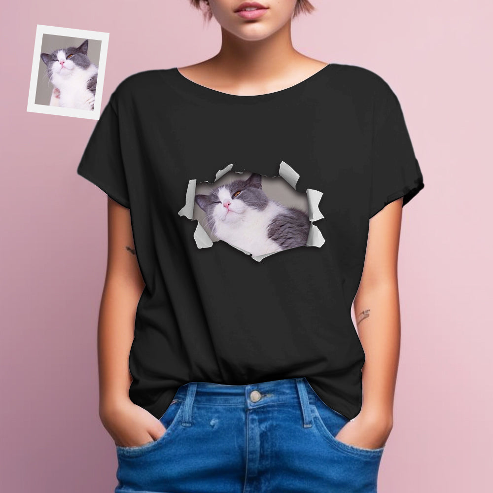 Custom Photo Printed T-Shirt Personalized Photo On Unisex Shirt Gifts Lovely Cat
