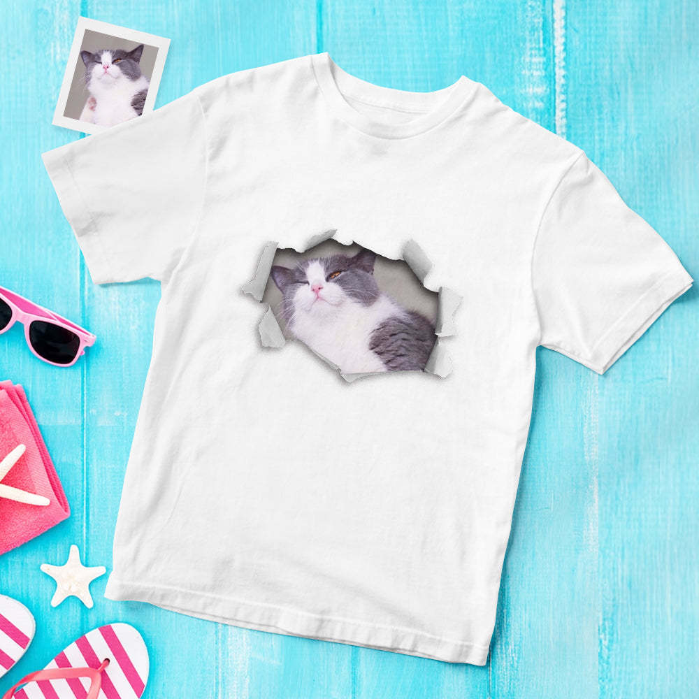 Custom Photo Printed T-Shirt Personalized Photo On Unisex Shirt Gifts Lovely Cat