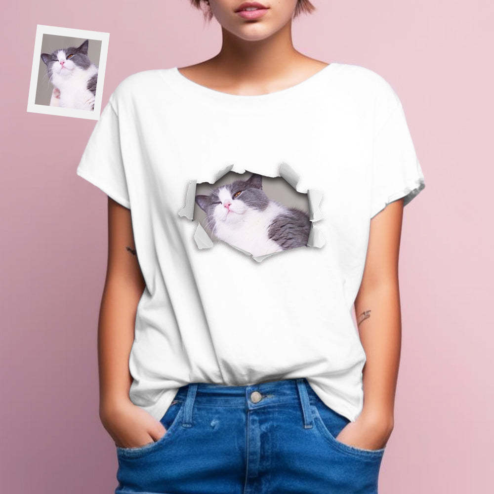 Custom Photo Printed T-Shirt Personalized Photo On Unisex Shirt Gifts Lovely Cat