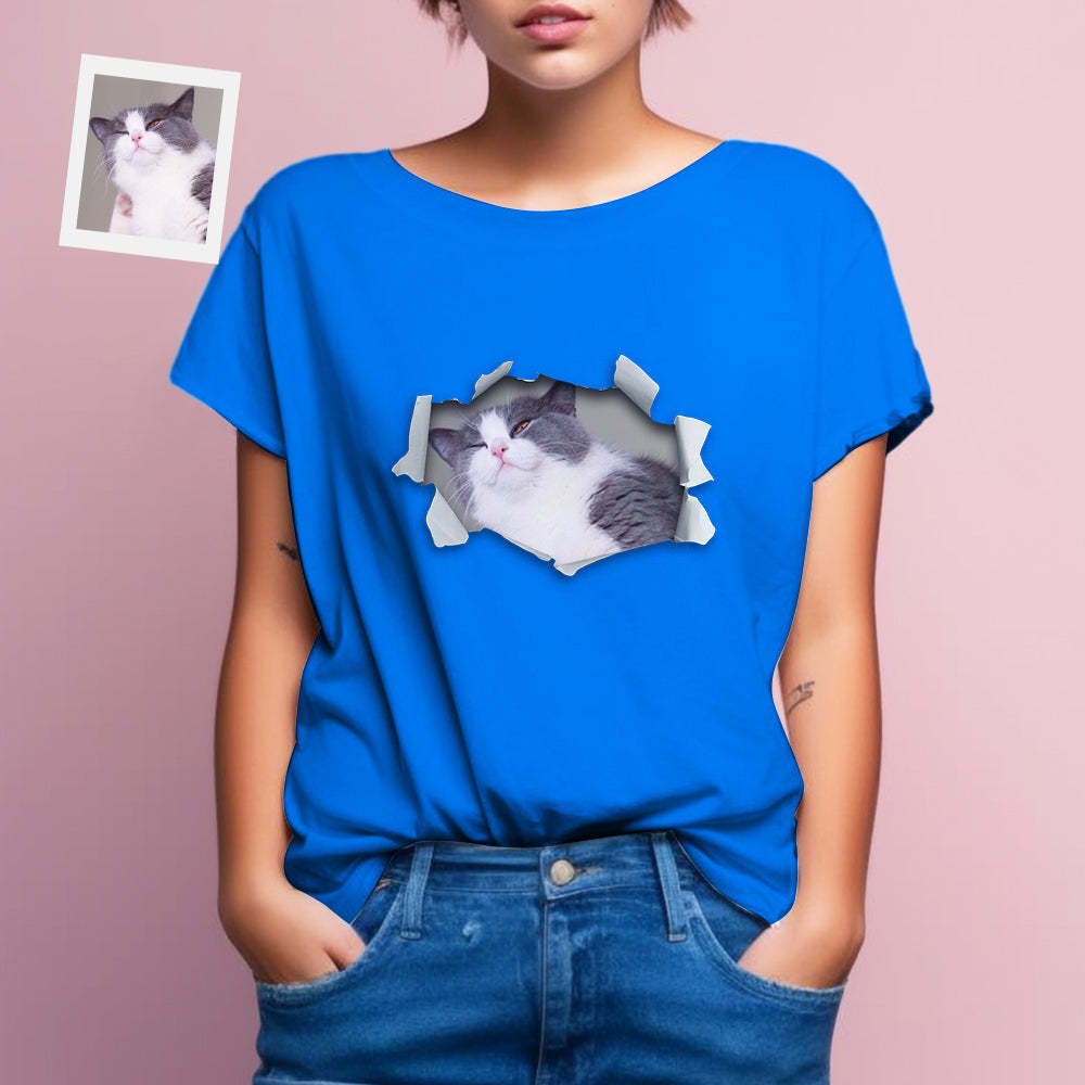Custom Photo Printed T-Shirt Personalized Photo On Unisex Shirt Gifts Lovely Cat