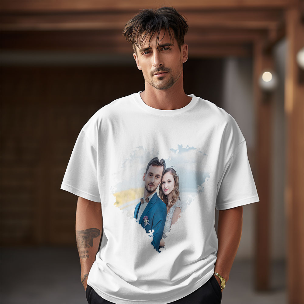 Custom Photo Printed T-Shirt Personalized Photo On Shirt Gifts - Heart-shaped Photo