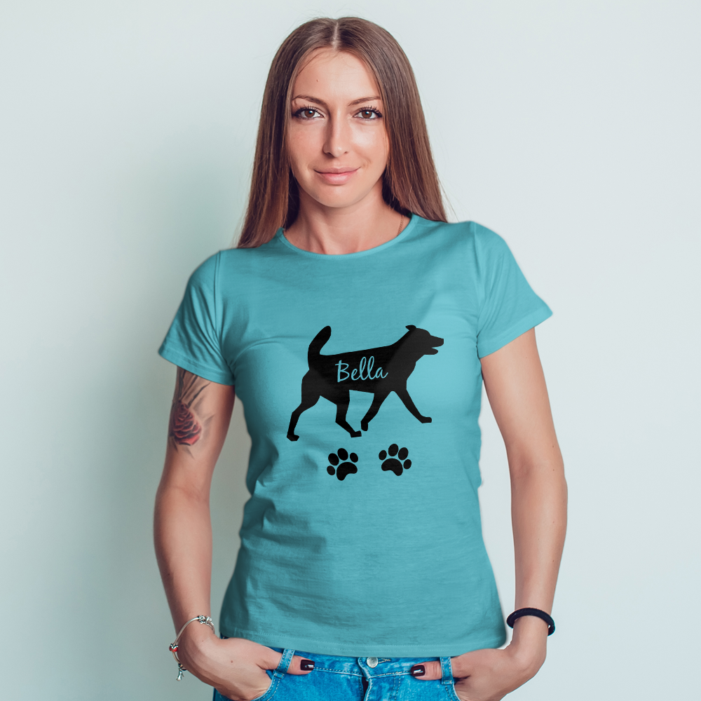 Custom Name Blue Shirt Men's Cotton T-shirt Love You Dog