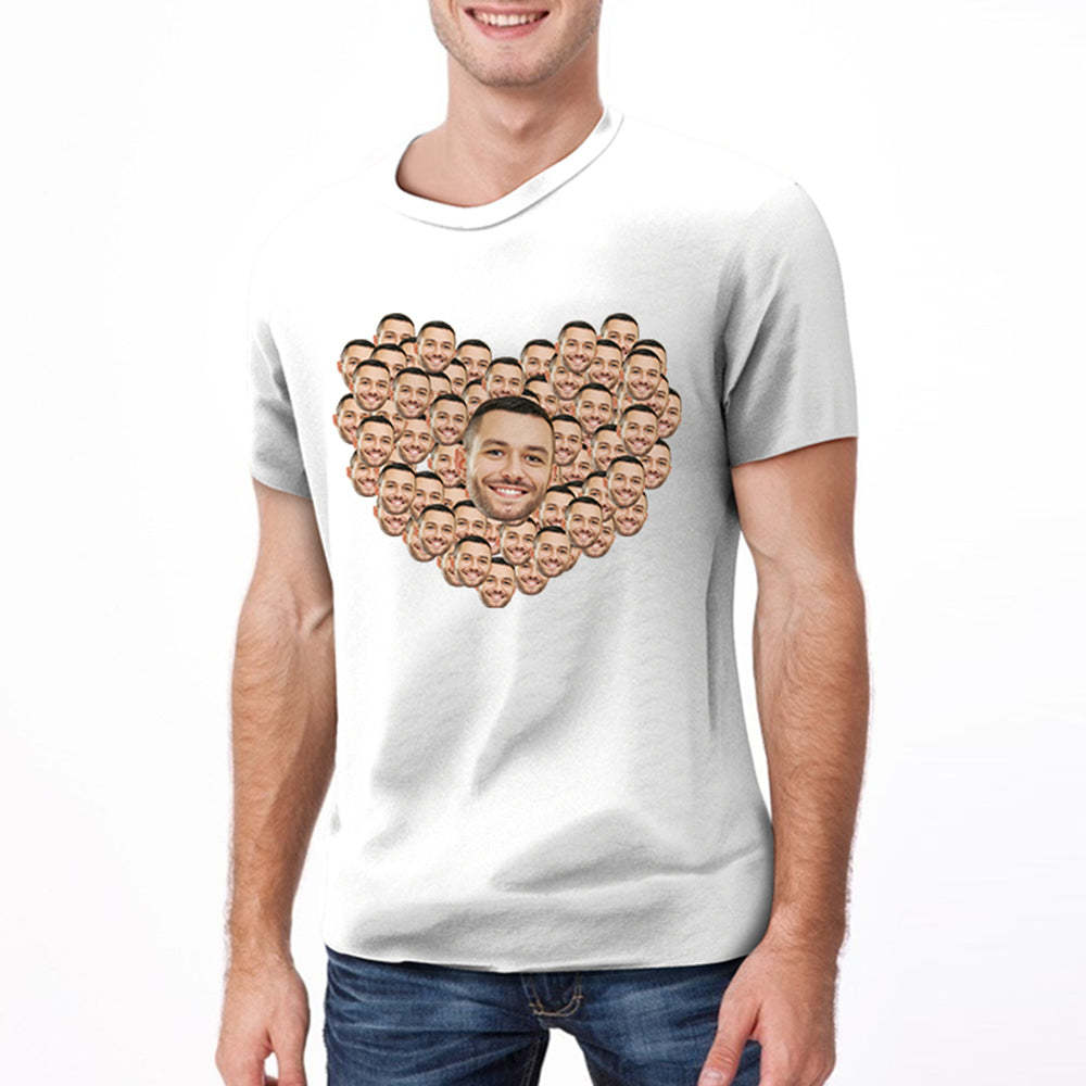 Valentine's Day Personalized Heart Face Mash T-Shirt Personalized Shirt White Best Gift