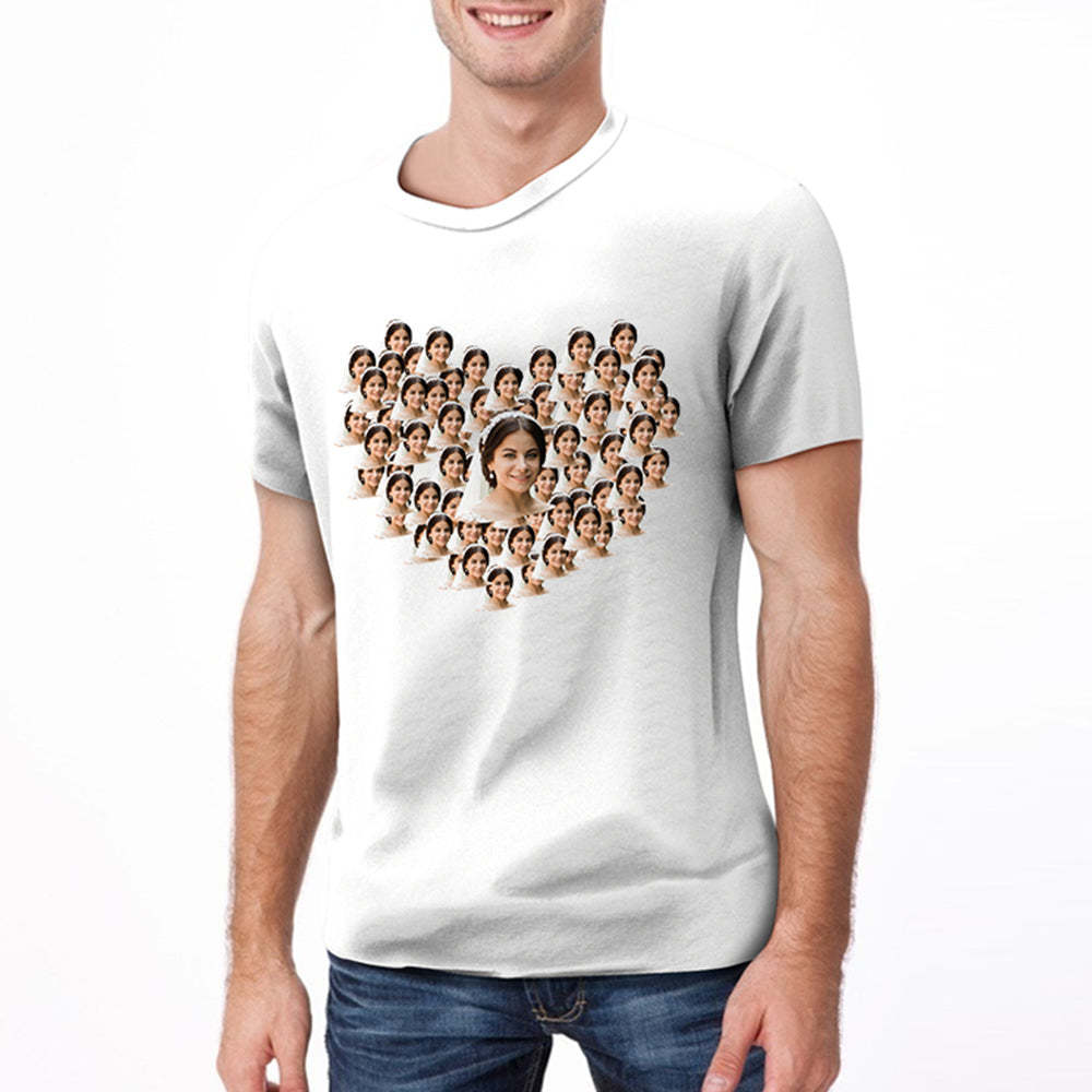 Valentine's Day Personalized Heart Face Mash T-Shirt Personalized Shirt White Best Gift