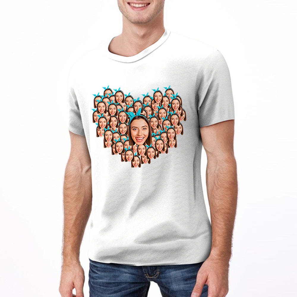 Valentine's Day Personalized Heart Face Mash T-Shirt Personalized Shirt White Best Gift
