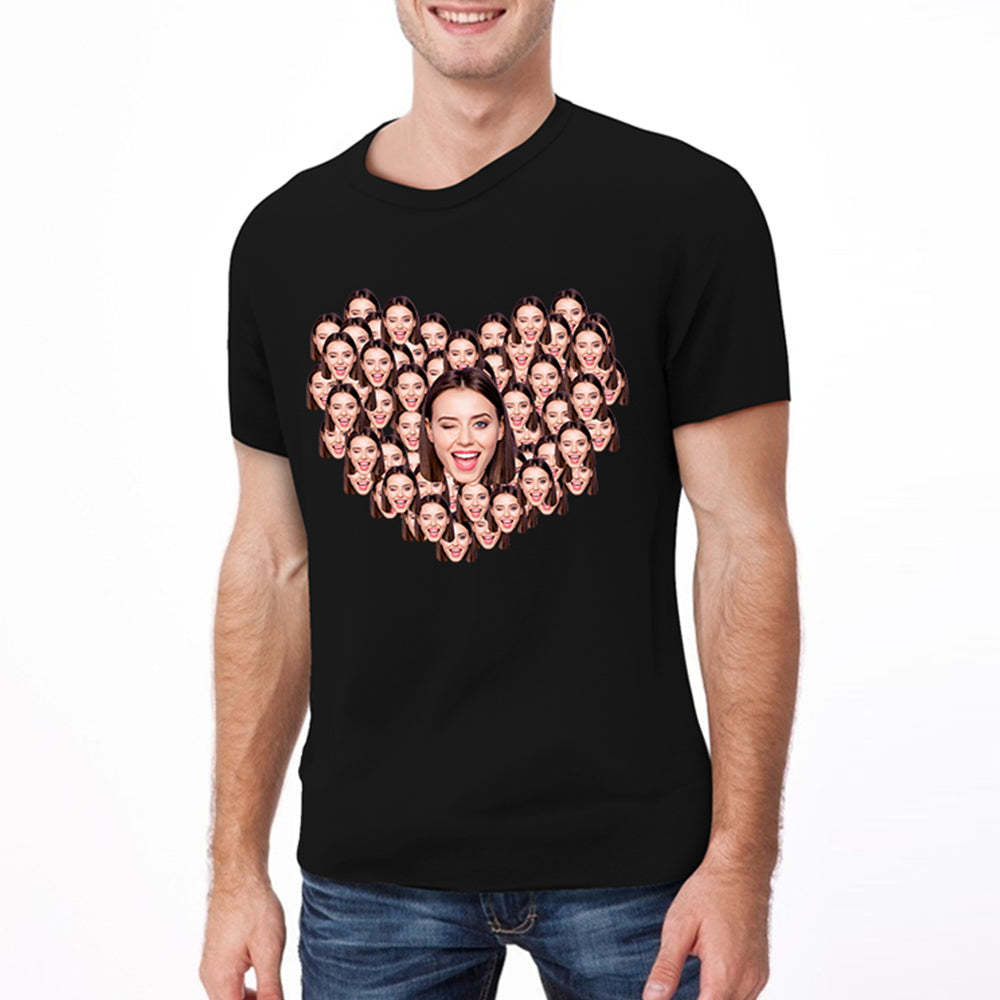Valentine's Day Personalized Heart Face Mash T-Shirt Personalized Shirt White Best Gift