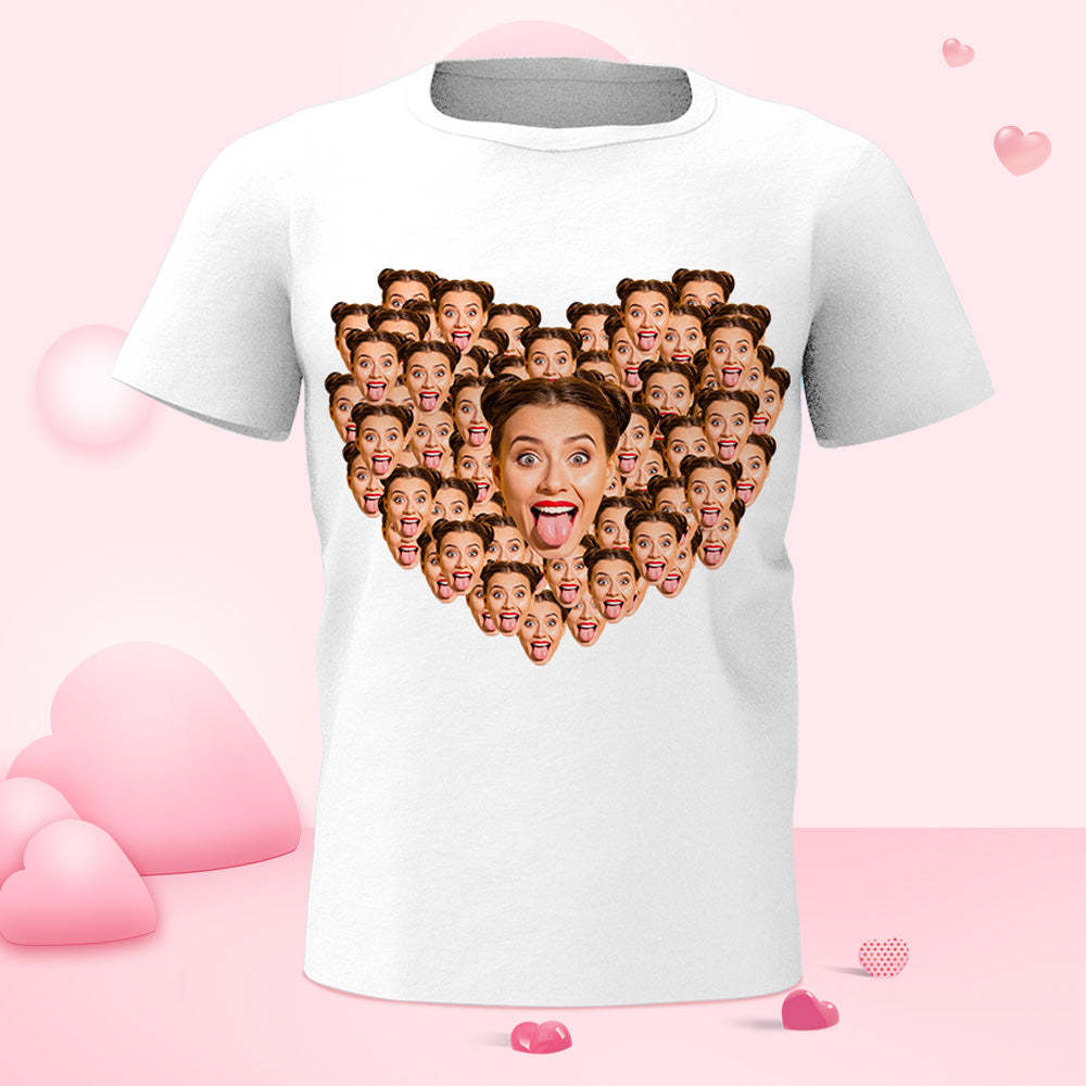 Valentine's Day Personalized Heart Face Mash T-Shirt Personalized Shirt White Best Gift
