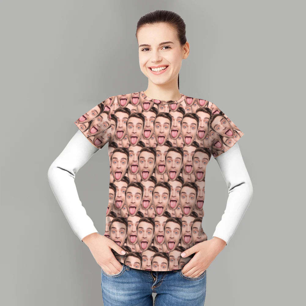 Custom T-shirt Personalized Shirt My Face All Over Print Tee Mash Face Men's T-shirt