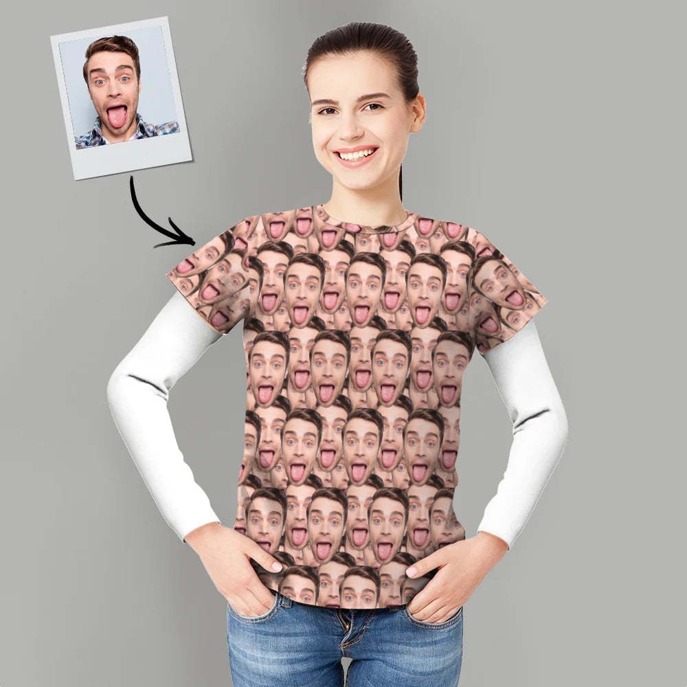 Custom T-shirt Personalized Shirt My Face All Over Print Tee Mash Face Men's T-shirt
