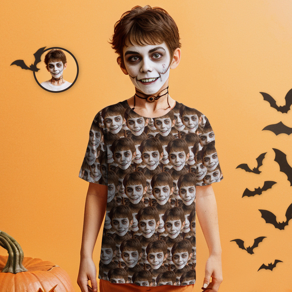 Custom T-shirt My Face All Over Print Tee Mash Face Kid's T-shirt for Gift