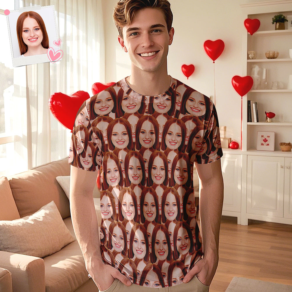 Custom Face T-shirt Men's T-shirt Mash Funny T-shirt for Gift