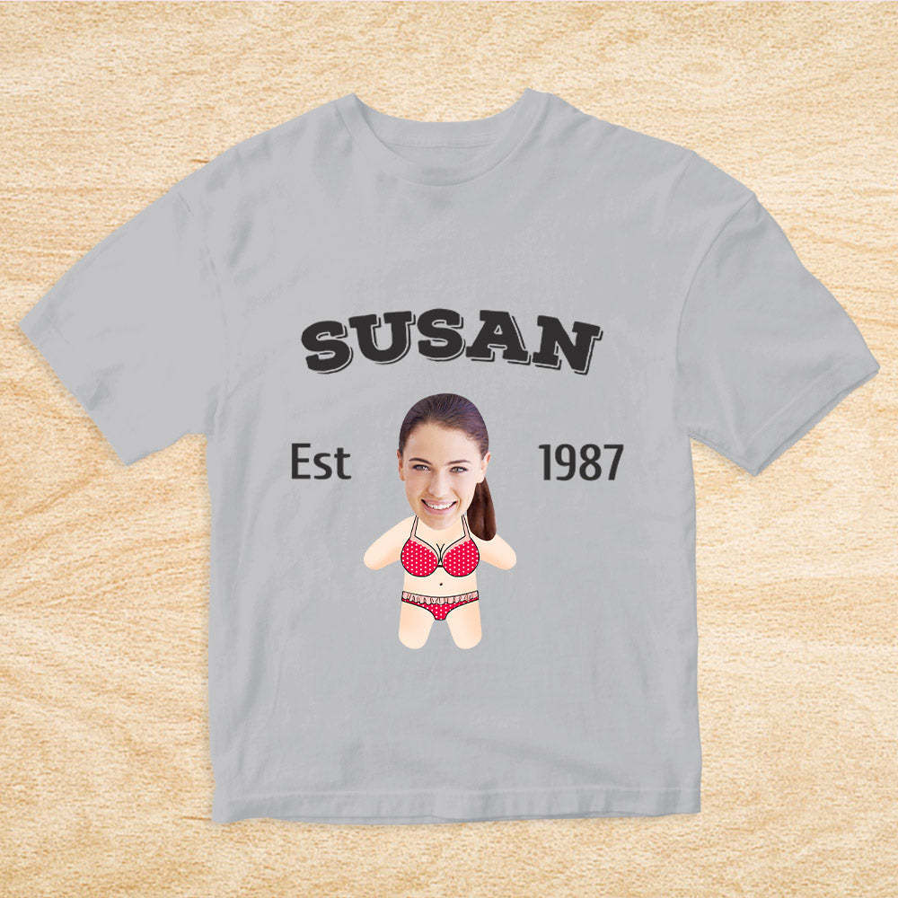 Custom Face Minime T-shirt Personalized Name and Year