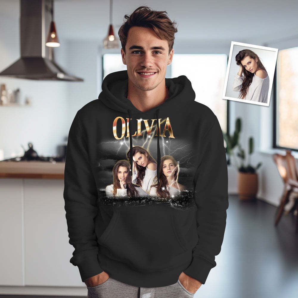 Custom Photo Vintage Personalized Name Hoodie - MyFaceSocks