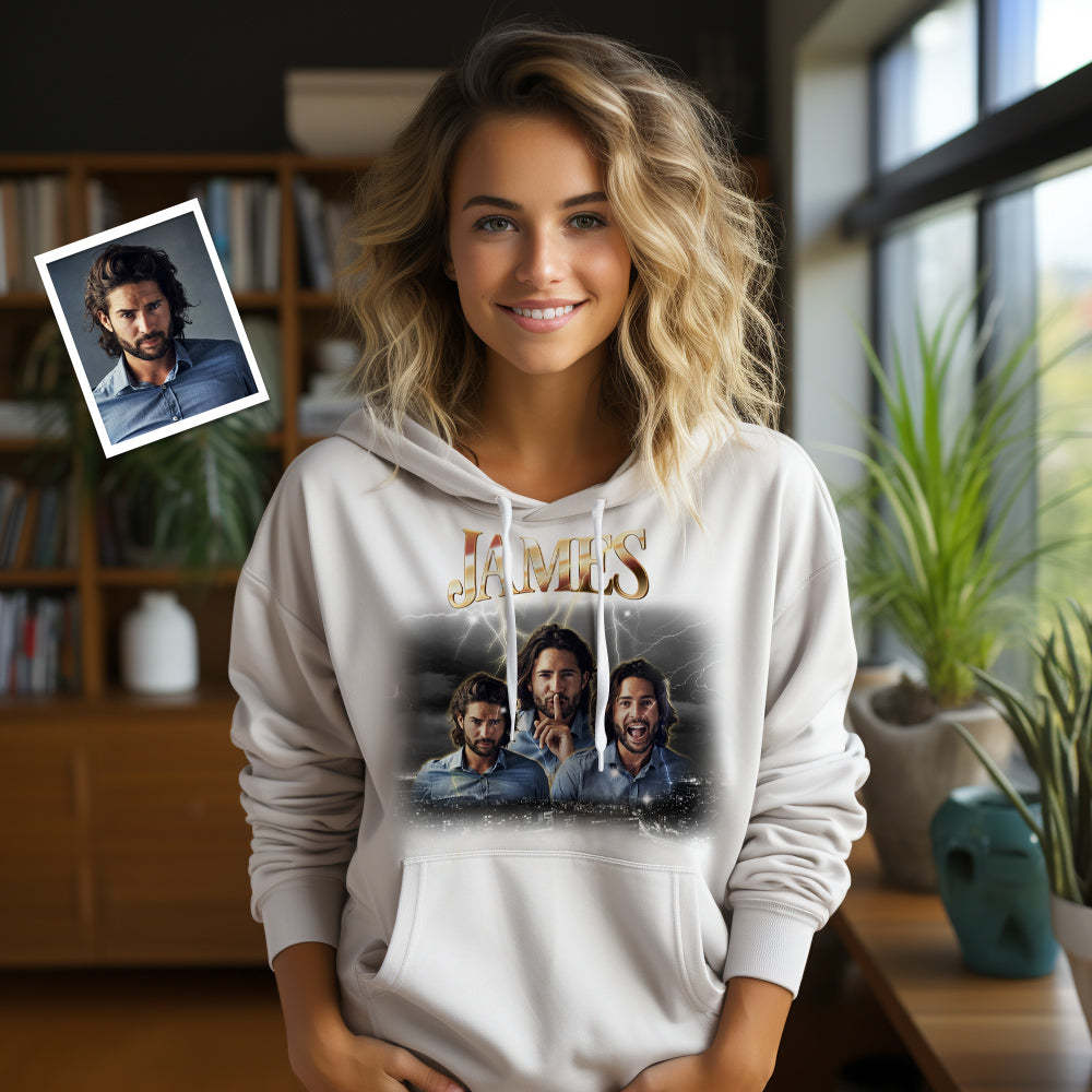 Custom Photo Vintage Personalized Name Hoodie - MyFaceSocks