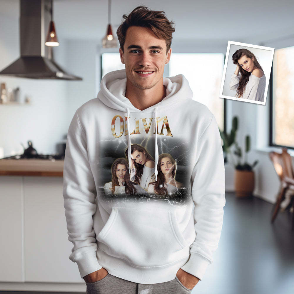 Custom Photo Vintage Personalized Name Hoodie - MyFaceSocks