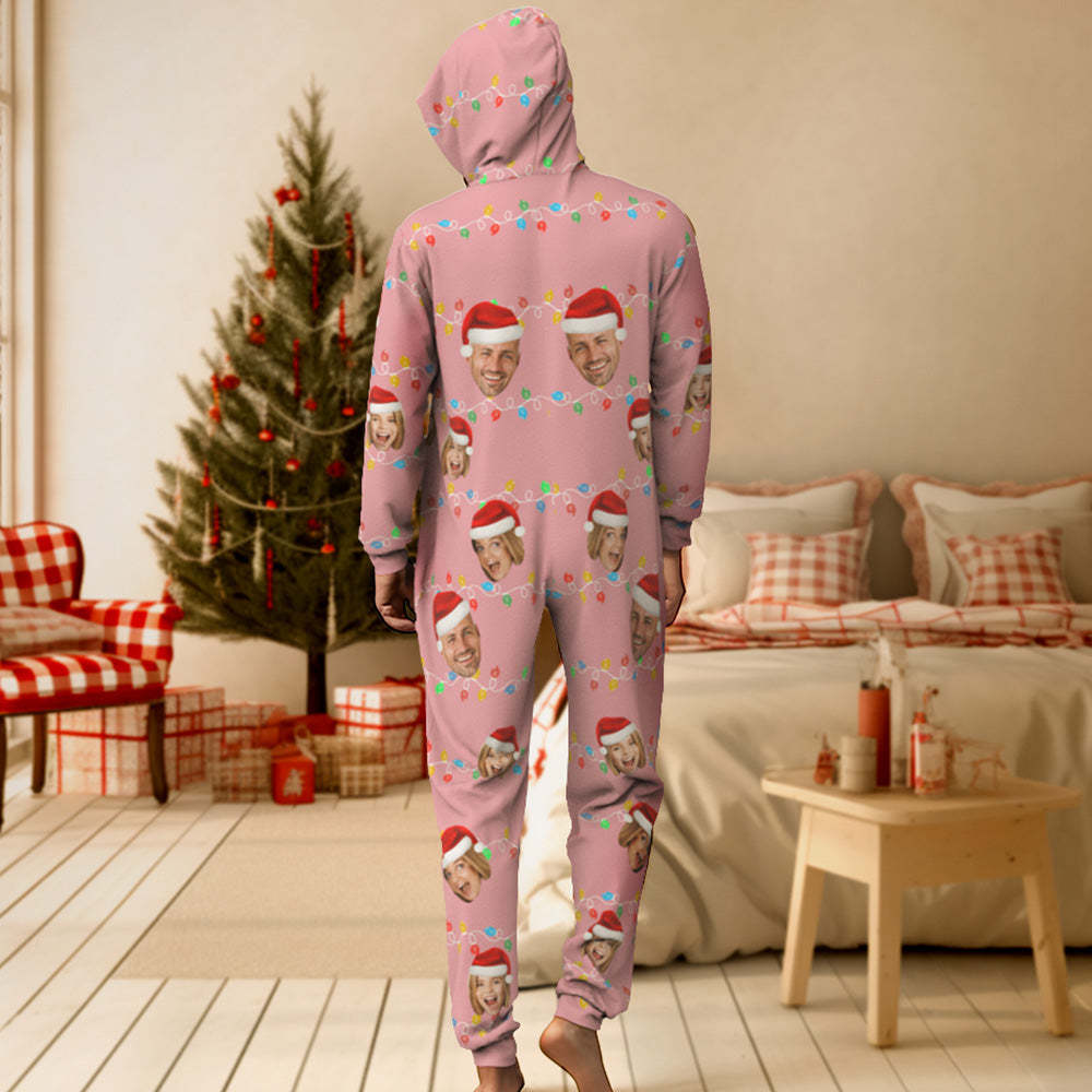 Custom Onesies Photo Xmas Leds Pajamas One-Piece Sleepwear Family Pyjamas Christmas Gift - mysiliconefoodbag