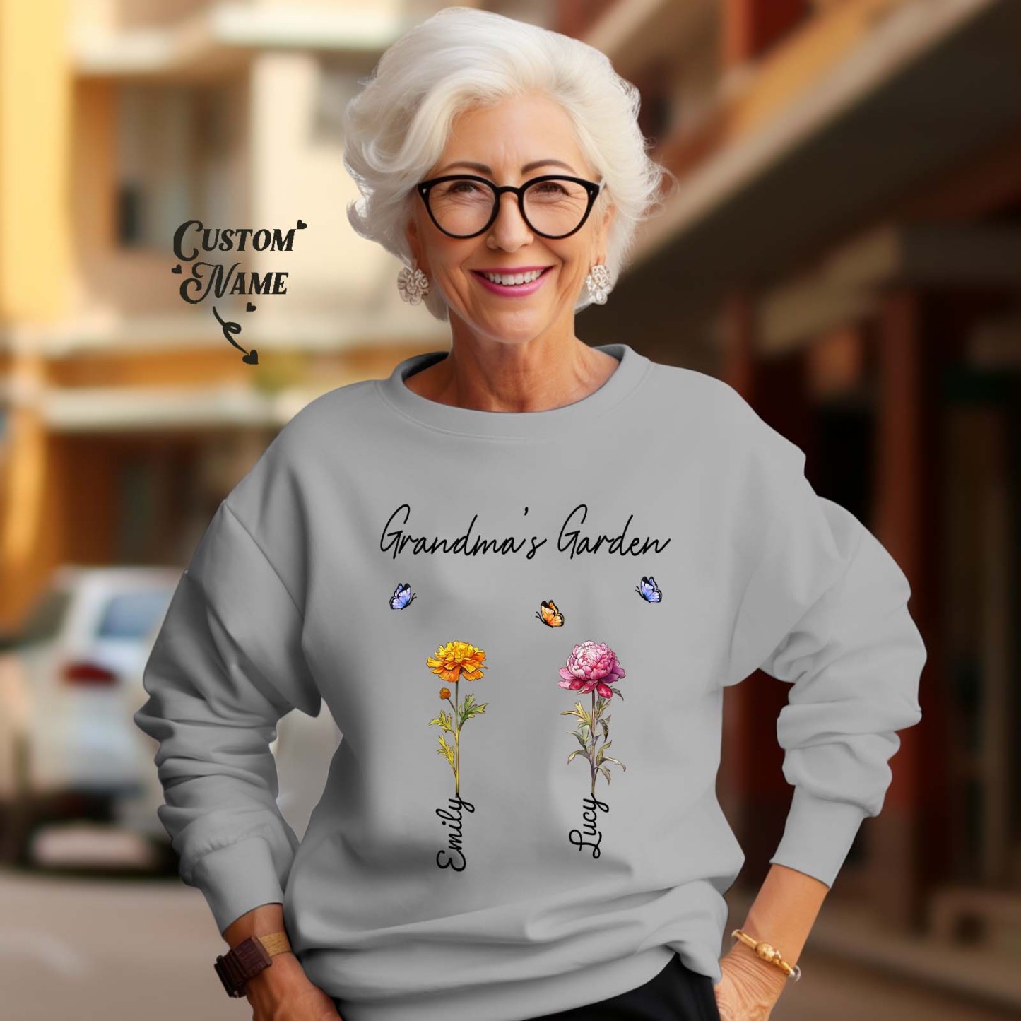 Custom Grandma's Garden Sweatshirt Personalised Birth Flower Sweatshirt Mother's Day Gift - SantaSocks