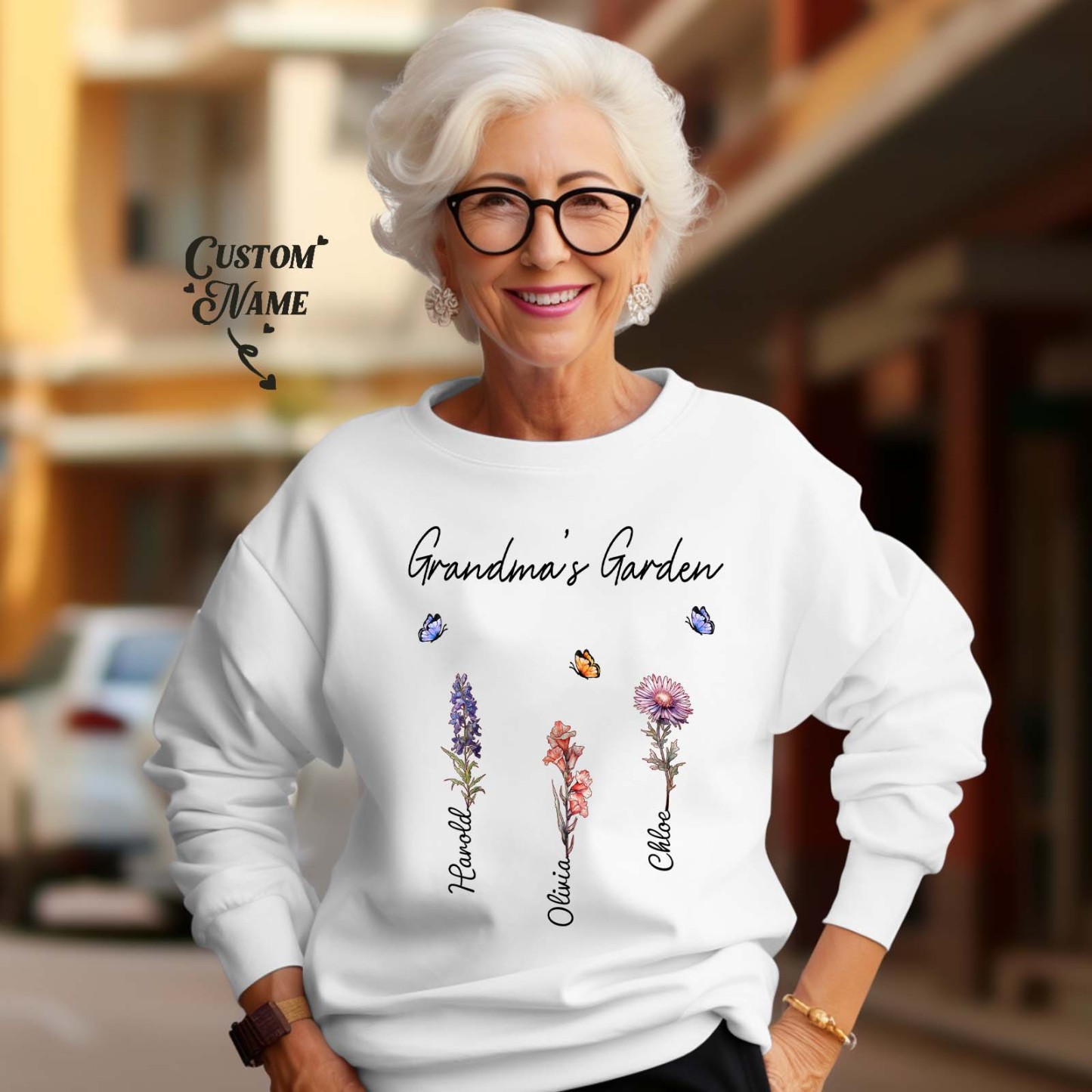 Custom Grandma's Garden Sweatshirt Personalised Birth Flower Sweatshirt Mother's Day Gift - SantaSocks
