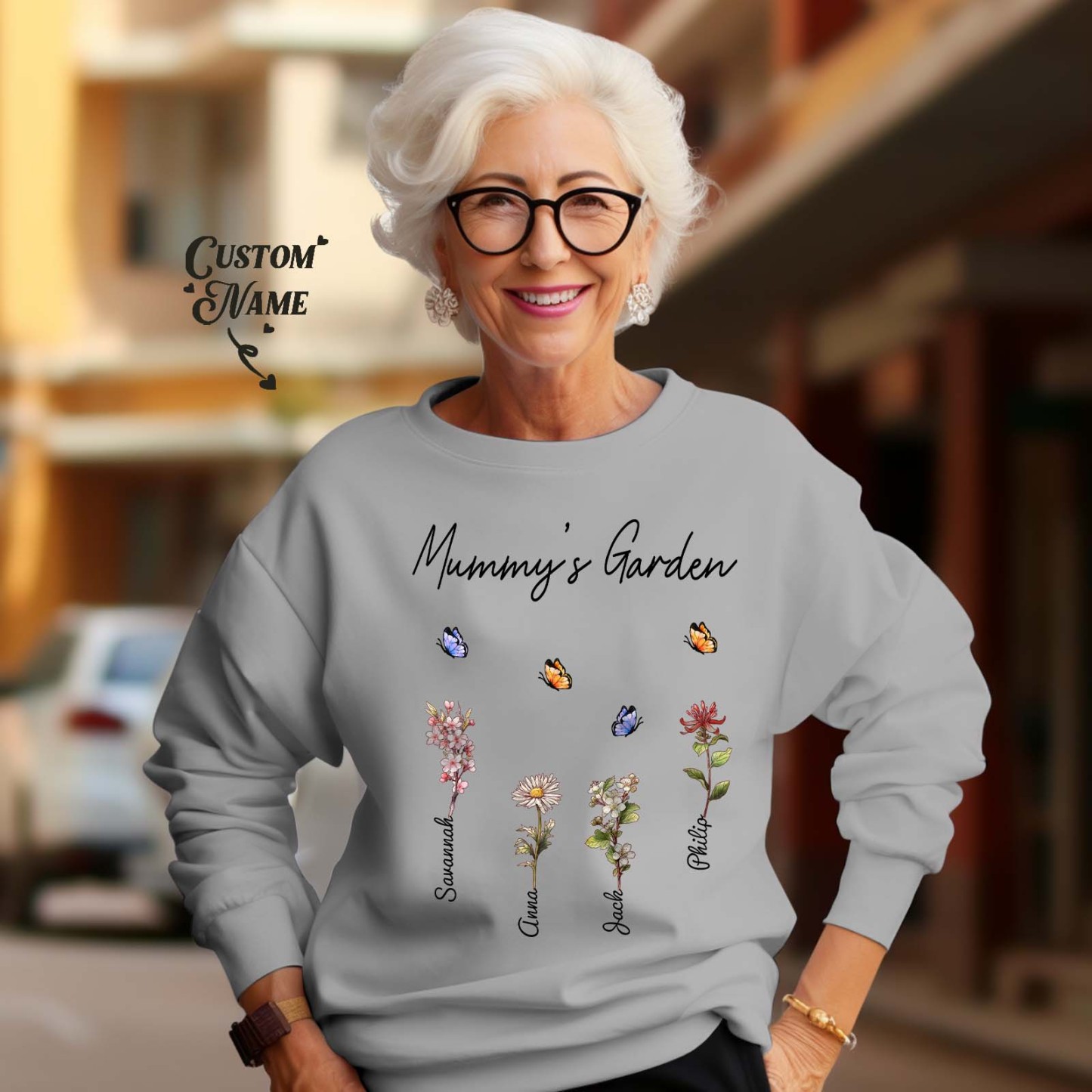 Custom Grandma's Garden Sweatshirt Personalised Birth Flower Sweatshirt Mother's Day Gift - SantaSocks