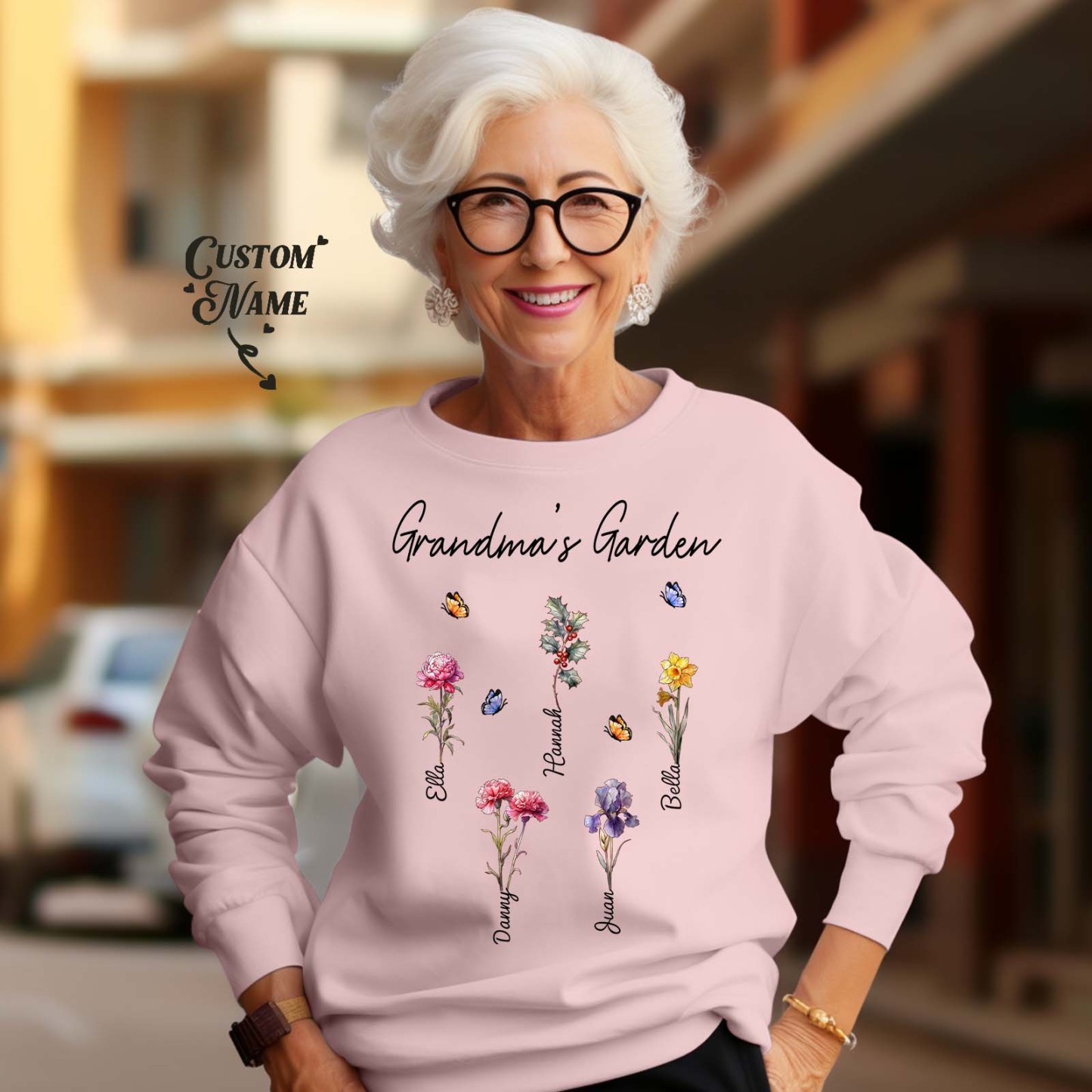 Custom Grandma's Garden Sweatshirt Personalised Birth Flower Sweatshirt Mother's Day Gift - SantaSocks
