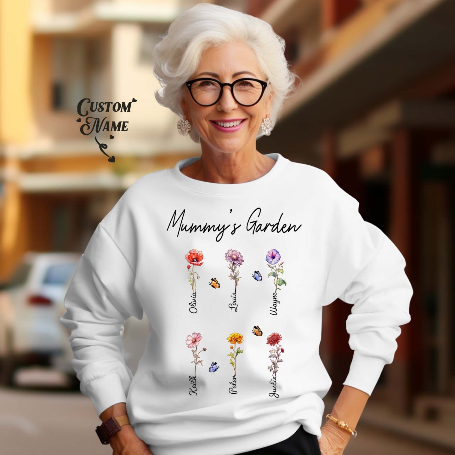 Custom Grandma's Garden Sweatshirt Personalised Birth Flower Sweatshirt Mother's Day Gift - SantaSocks