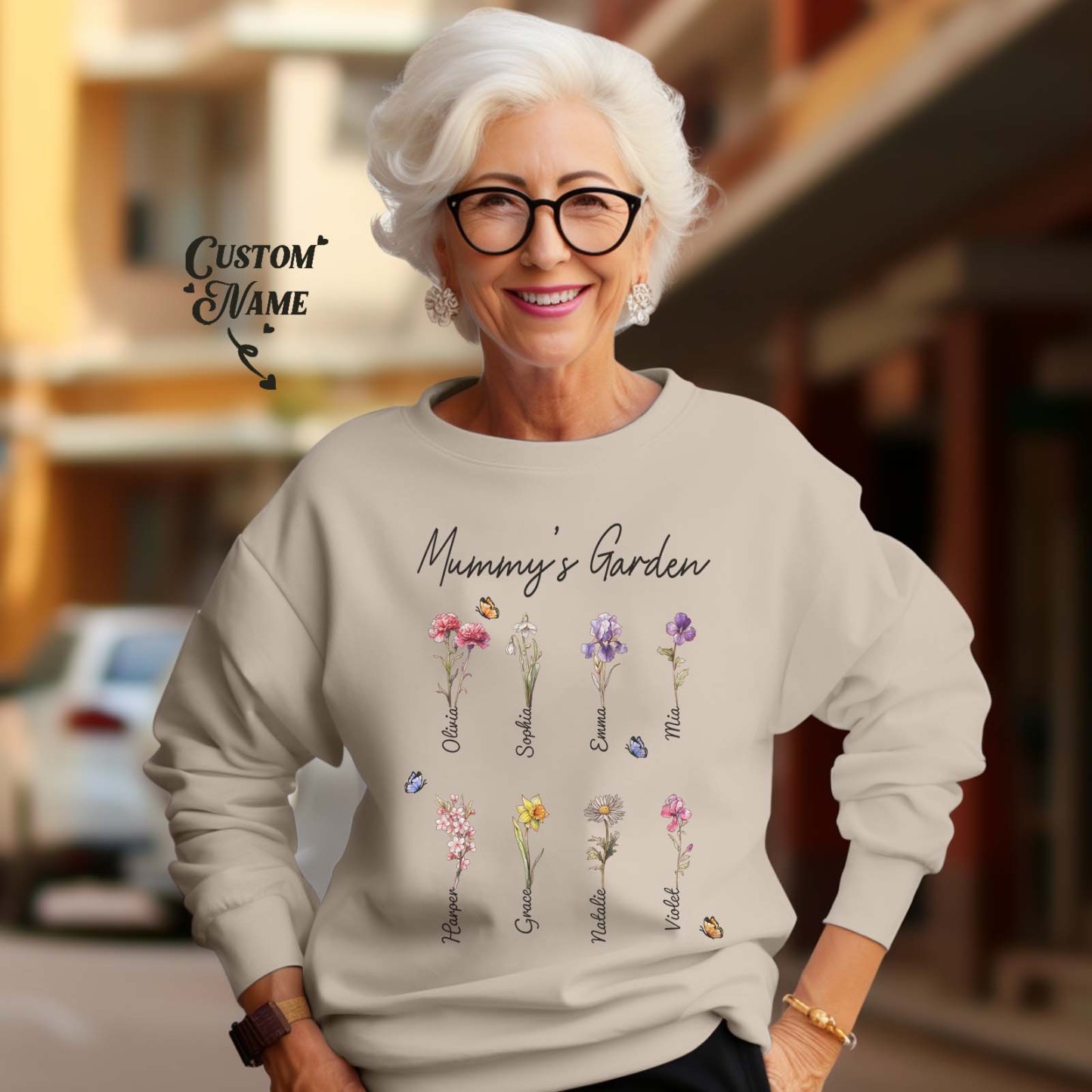 Custom Grandma's Garden Sweatshirt Personalised Birth Flower Sweatshirt Mother's Day Gift - SantaSocks