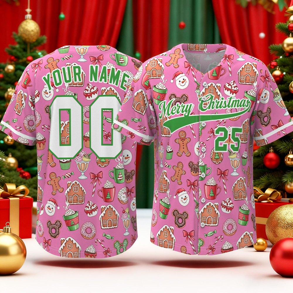 Personalized Christmas Baseball Jersey Adult Kid Youth, Custom Name Number Holiday Jersey, Xmas Gift Team Uniform Merry Christmas Shirt