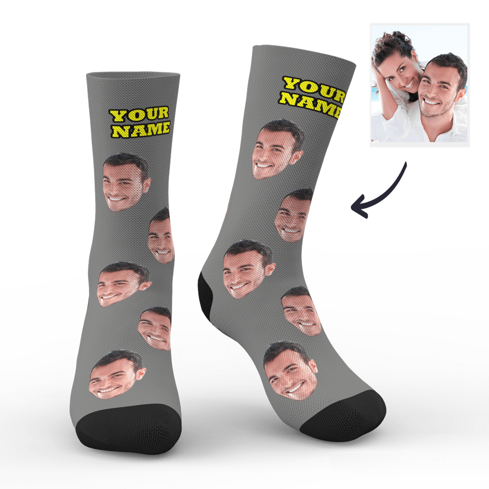 Custom Photo Socks With Your Text Christmas Gifts - mysiliconefoodbag