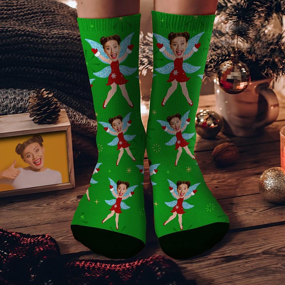 Personalized Christmas Elf Socks, Custom Face Socks