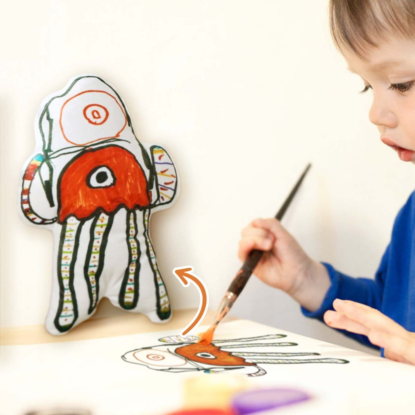 Custom Kids Hand Drawing Artwork Picture Pillow Gifts for Kids - mysiliconefoodbag
