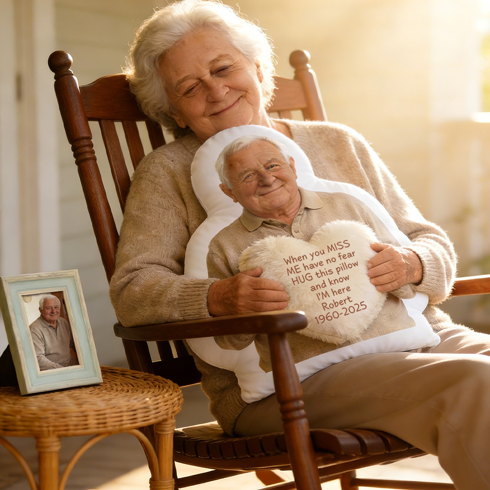 Personalized 3D Effect Memorial Hug Pillow – Custom Photo Pillow with Heart Message, Sympathy Gift for Loss & Remembrance - mysiliconefoodbag