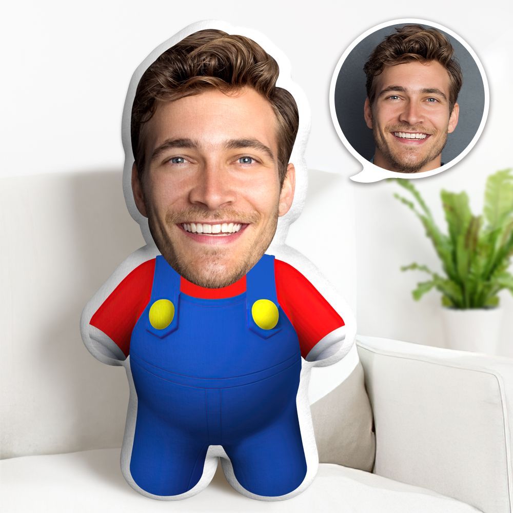 Mario Minime Throw Pillow Custom Face Pillow Personalized Super Mario Minime Pillow - makephotopuzzleuk