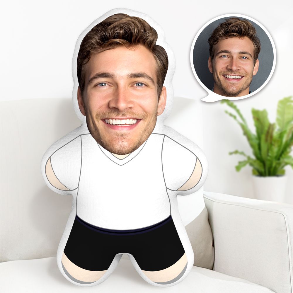 Custom Face Pillow White Shirt Minime Personalized Photo Minime Pillow Gifts - makephotopuzzleuk