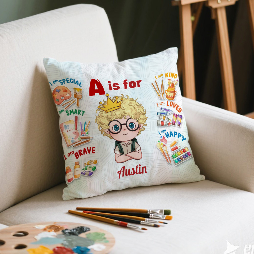 DIY Cartoon Gift for Kid & Grandson Trendy Birthday Gift Throw Pillow Personalized Back to School Pillow