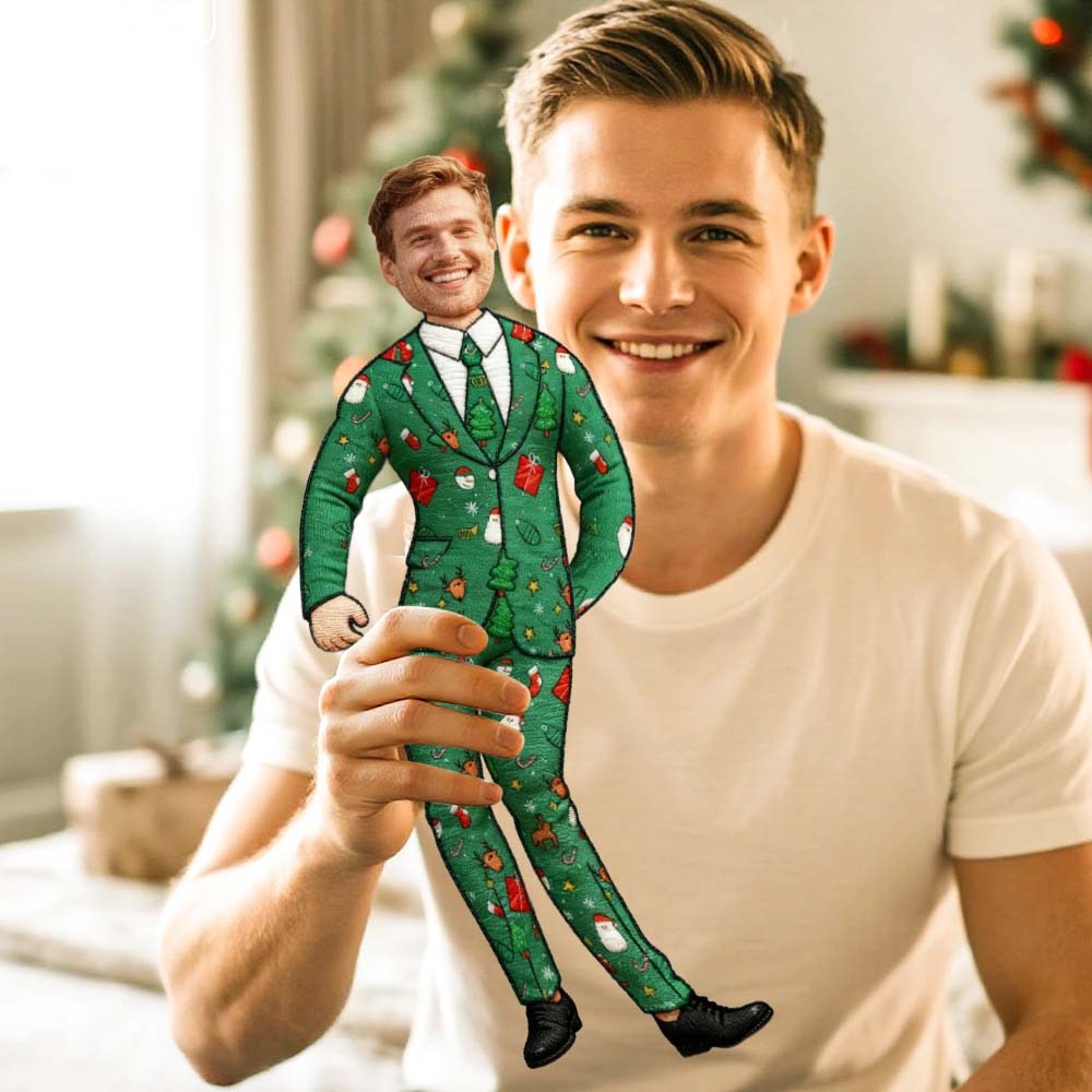 Custom Face Santa Muscle Doll Keychain Personalized Christmas Mini Figure Keychain/Doll - mysiliconefoodbag