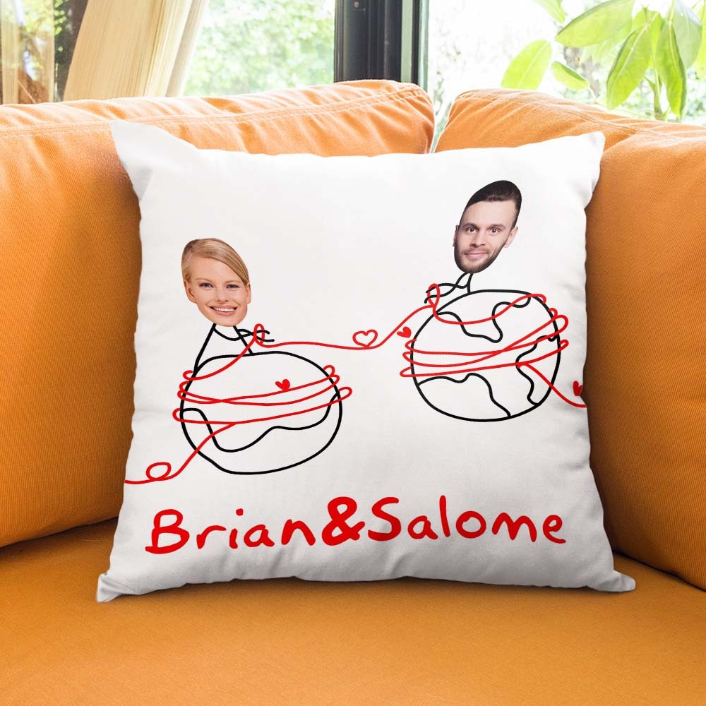 Custom Matchmaker Face Pillow Personalized Couple Photo and Text Throw Pillow Valentine's Day Gift - mysiliconefoodbag