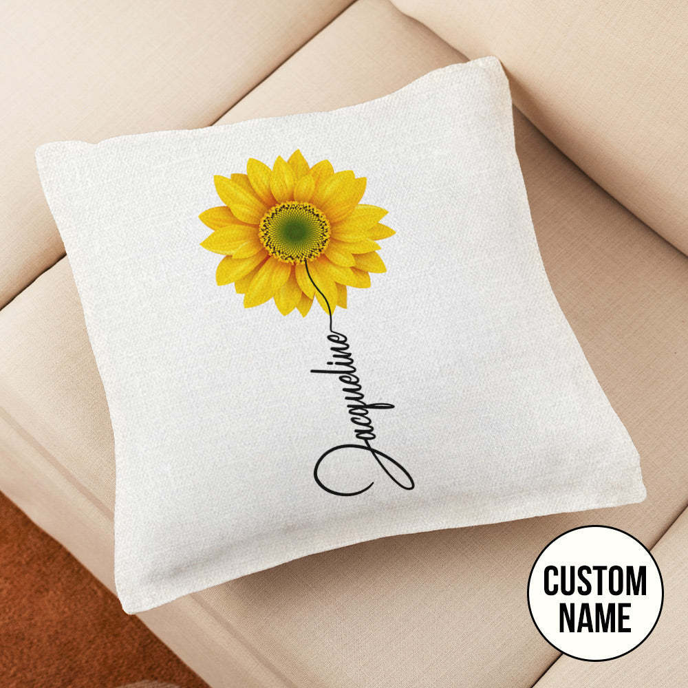 Custom Name Sunflower Throw Pillow Case with Insert - mysiliconefoodbag