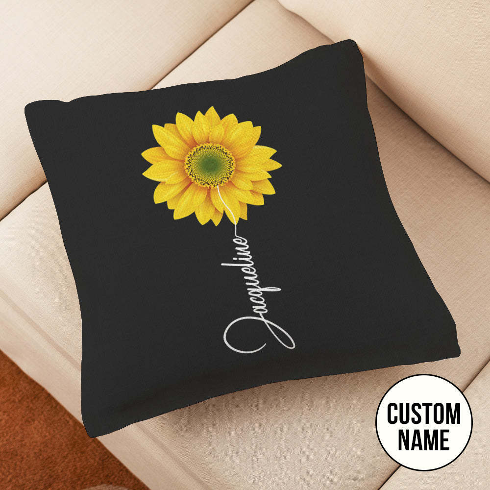 Custom Name Sunflower Throw Pillow Case with Insert - mysiliconefoodbag