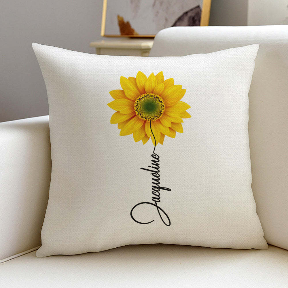 Custom Name Sunflower Throw Pillow Case with Insert - mysiliconefoodbag