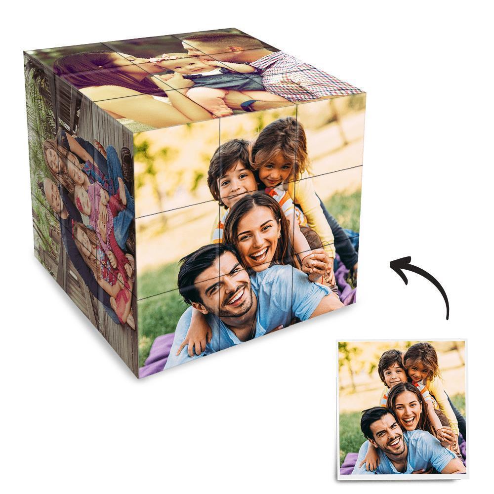 Custom Multi Photo Rubic Cube - Happy Time With Family - mysiliconefoodbag