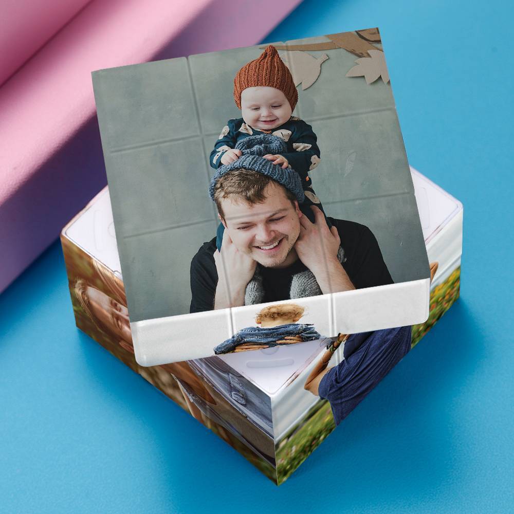 Custom Multi Photo Rubic Cube - For Father And Children - mysiliconefoodbag