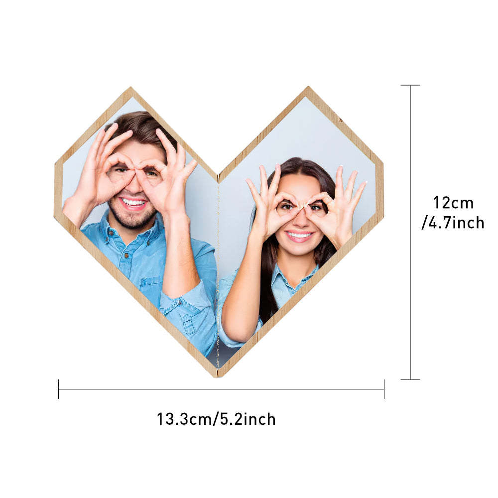 Personalised Heart Wooden Photo Rubic's Cube Home Ornament Rubic's Cube Gift for Couples - mysiliconefoodbag