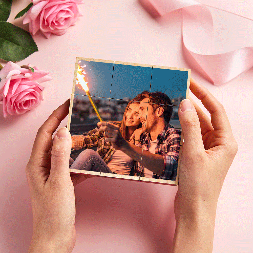 Personalised Photo Wooden Rubic's Cube Home Decoration Gift for Lover - mysiliconefoodbag
