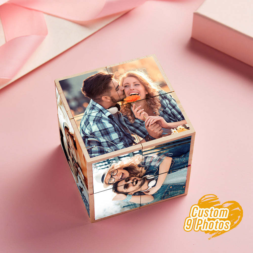 Personalised Photo Wooden Rubic's Cube Home Ornament Rubic's Cube Gift for Valentines - mysiliconefoodbag