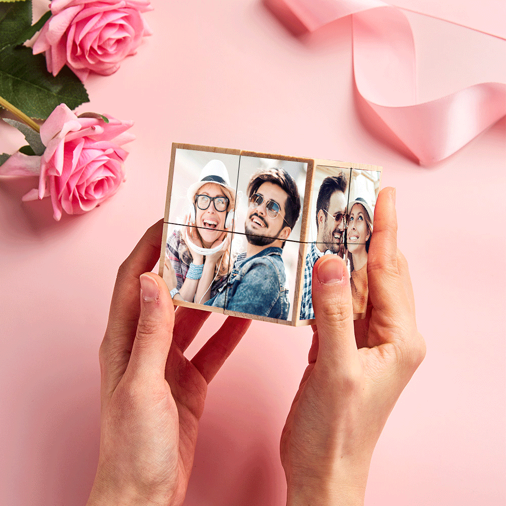 Personalised Photo Wooden Rubic's Cube Home Ornament Rubic's Cube Gift for Valentines - mysiliconefoodbag